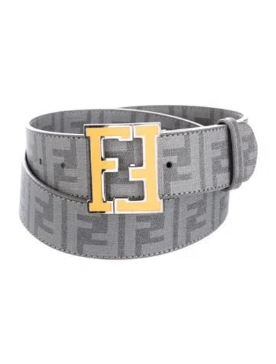 Pre-owned Fendi Zucca Ff Logo Waist Belt In Gray