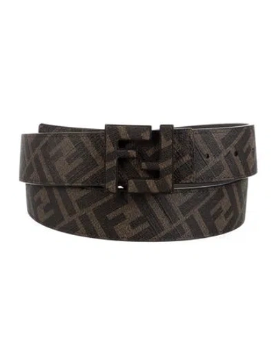 Pre-owned Fendi Zucca Ff Logo Waist Belt W/ Tags In Brown
