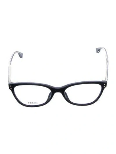 Pre-owned Fendi Zucca Ff Logo Wayfarer Eyeglasses In Black