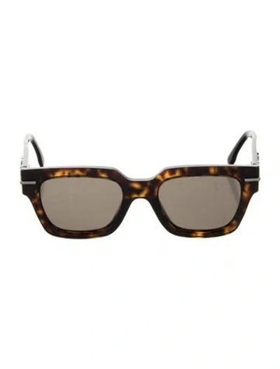 Pre-owned Fendi Zucca Ff Logo Wayfarer Sunglasses In Brown