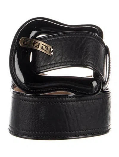 Pre-owned Fendi Zucca Ff Logo Wide Belt In Black