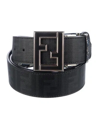 Pre-owned Fendi Zucca Ff Logo Wide Belt In Black
