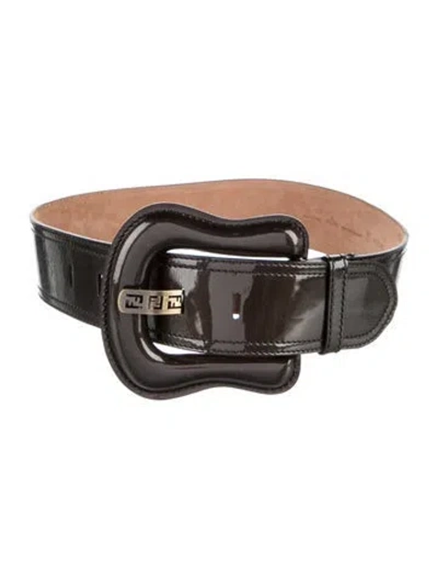 Pre-owned Fendi Zucca Ff Logo Wide Waist Belt In Brown