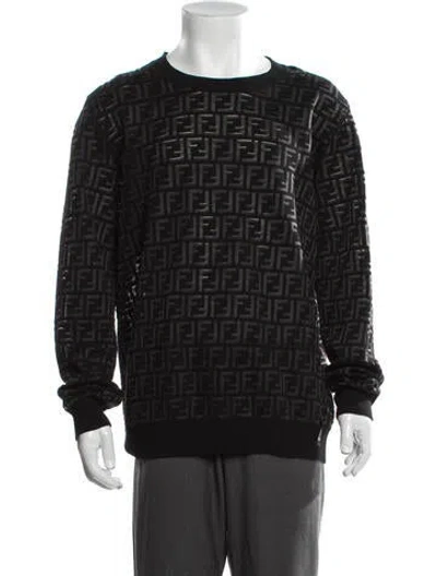 Pre-owned Fendi Zucca Ff Logo Wool Pullover In Black/metallic