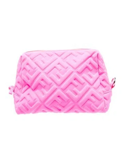 Pre-owned Fendi Zucca Ff Lycra Pouch In Pink