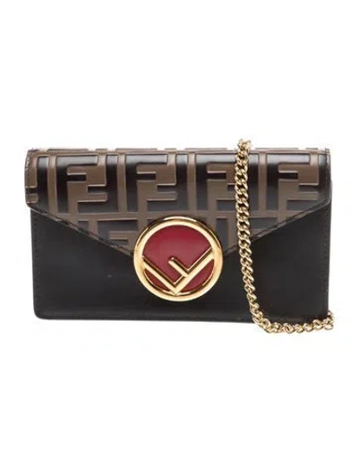Pre-owned Fendi Zucca Ff Minaudière In Black