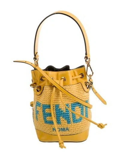 Pre-owned Fendi Zucca Ff Mon Tresor Mini In Yellow