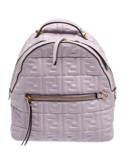 Pre-owned Fendi Zucca Ff Monogram Ff Embossed Leather Backpack In Purple