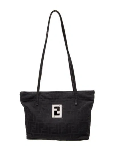 Pre-owned Fendi Zucca Ff Nylon Tote In Black