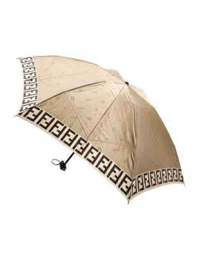Pre-owned Fendi Zucca Ff Nylon Umbrella In Neutral
