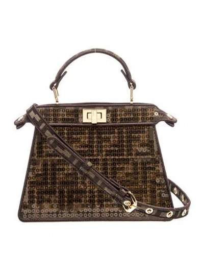 Pre-owned Fendi Zucca Ff Peekaboo Iseeu Petite 2023 W/ Tags In Brown