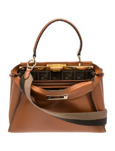 Pre-owned Fendi Zucca Ff Peekaboo Medium In Brown