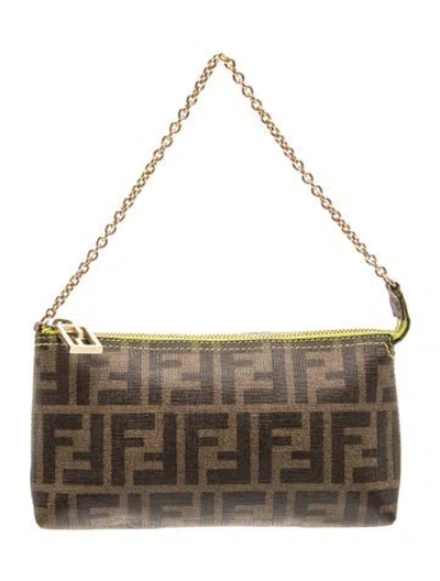 Pre-owned Fendi Zucca Ff Pochette In Brown