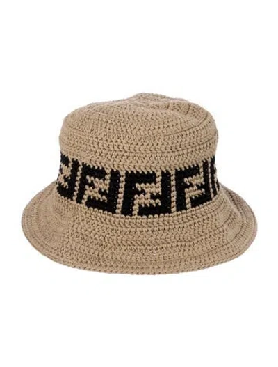 Pre-owned Fendi Zucca Ff Print Bucket Hat In Neutrals