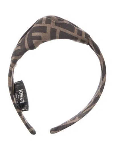 Pre-owned Fendi Zucca Ff Printed Headband In Brown