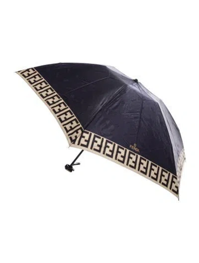 Pre-owned Fendi Zucca Ff Printed Nylon Umbrella In Blue