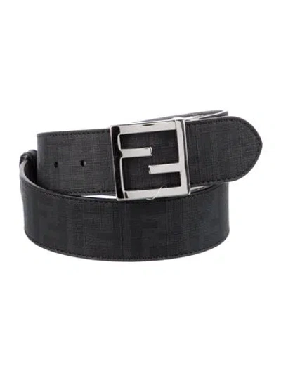 Pre-owned Fendi Zucca Ff Reversible Logo Belt Kit In Black