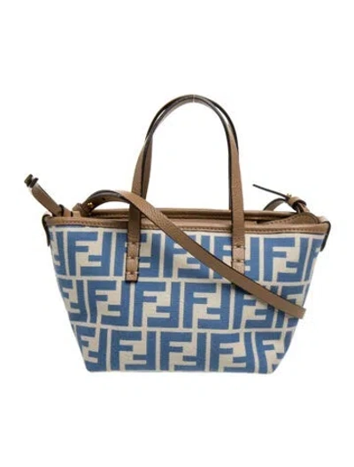 Pre-owned Fendi Zucca Ff Roll Tote Mini 2024 In Blue