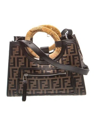 Pre-owned Fendi Zucca Ff Runaway Medium In Brown