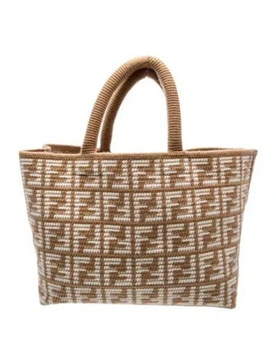 Pre-owned Fendi Zucca Ff Shopper Tote Large In Brown/neutrals