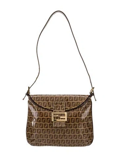 Pre-owned Fendi Zucca Ff Shoulder Bag In Brown