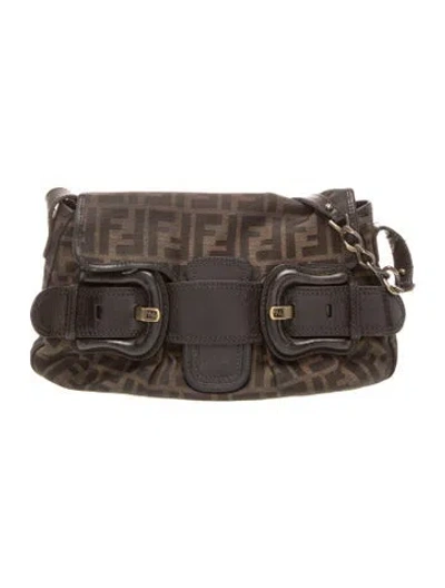Pre-owned Fendi Zucca Ff Shoulder Bag In Brown