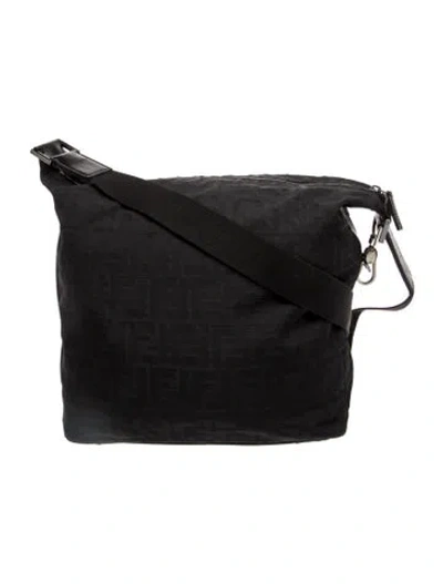 Pre-owned Fendi Zucca Ff Shoulder Bag Vintage In Black