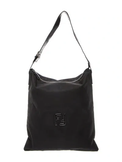 Pre-owned Fendi Zucca Ff Shoulder Bag Vintage In Black