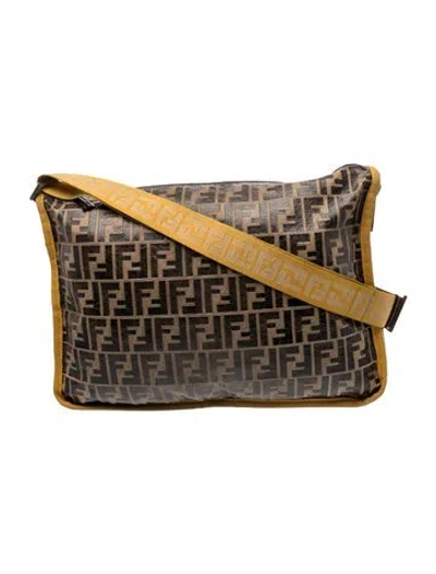 Pre-owned Fendi Zucca Ff Shoulder Bag Vintage In Brown