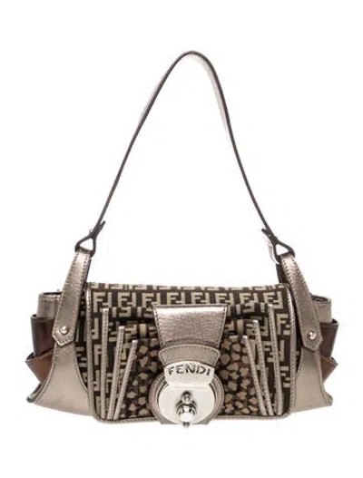 Pre-owned Fendi Zucca Ff Shoulder Bag Vintage In Brown