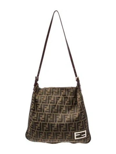 Pre-owned Fendi Zucca Ff Shoulder Bag Vintage In Brown
