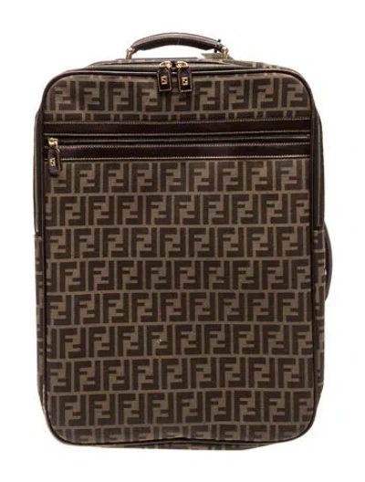 Pre-owned Fendi Zucca Ff Suitcase In Brown