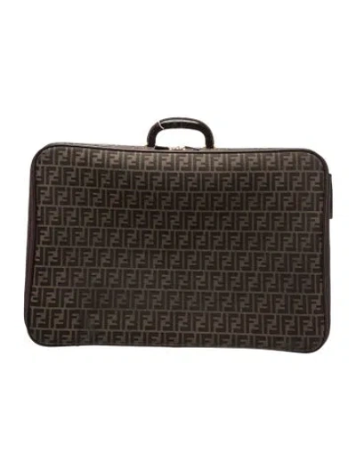 Pre-owned Fendi Zucca Ff Suitcase Vintage In Brown