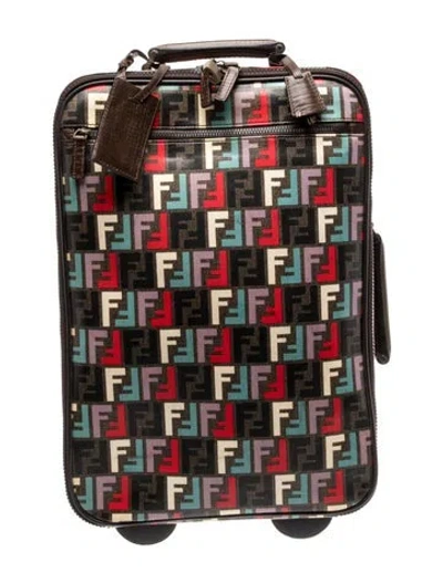 Pre-owned Fendi Zucca Ff Suitcase Vintage In Brown
