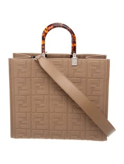 Pre-owned Fendi Zucca Ff Sunshine Medium In Brown