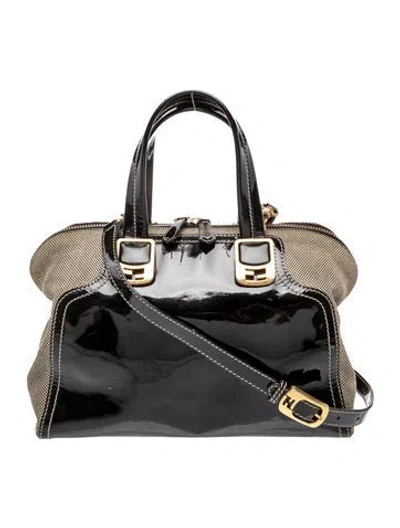Pre-owned Fendi Zucca Ff Top Handle Bag In Blue