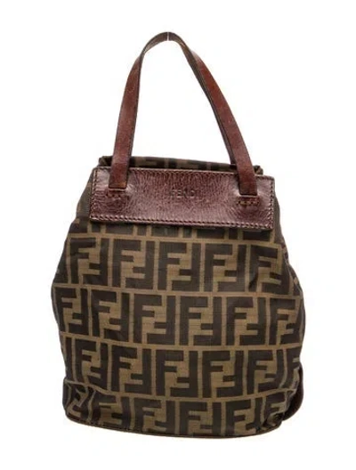 Pre-owned Fendi Zucca Ff Top Handle Bag In Brown