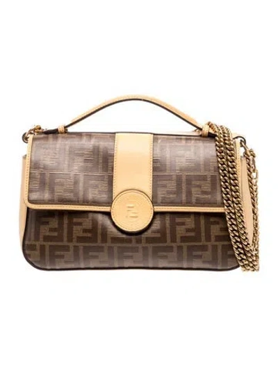 Pre-owned Fendi Zucca Ff Top Handle Bag In Brown