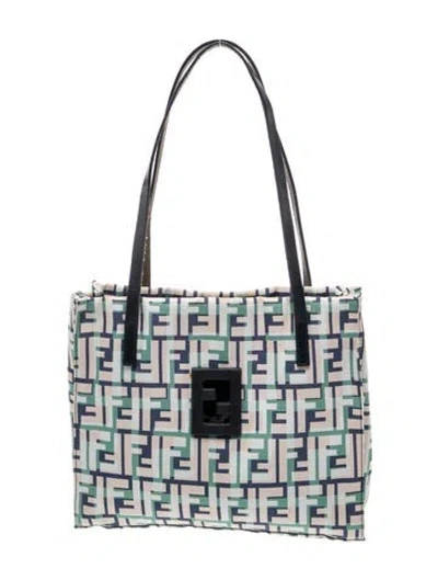 Pre-owned Fendi Zucca Ff Tote In Blue