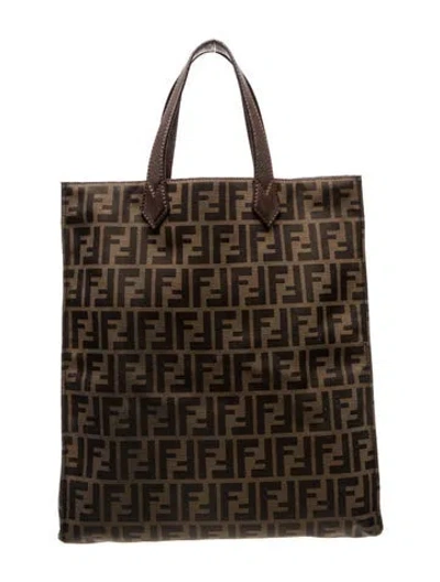 Pre-owned Fendi Zucca Ff Tote In Brown
