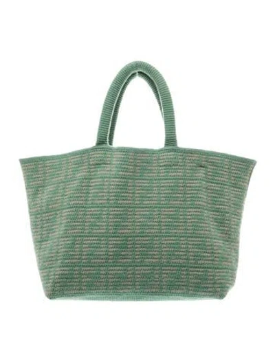 Pre-owned Fendi Zucca Ff Tote In Green