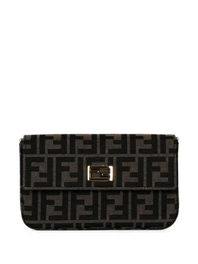Fendi Zucca Ff-motif Clutch Bag In Black