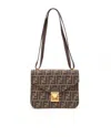 Fendi Zucca Flap Bag In Brown