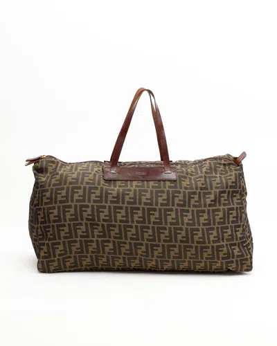 Fendi Zucca Foldable Weekend Bag In Brown