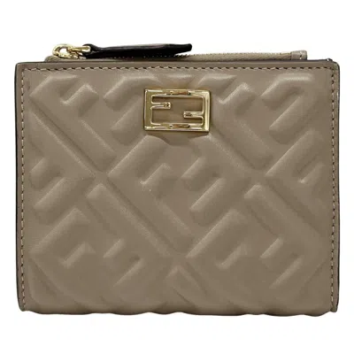 Pre-owned Fendi Zucca Gray Leather Wallet (bi-fold) ()