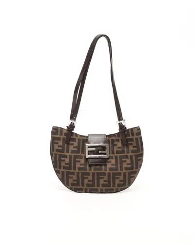 Fendi Zucca Half Moon Bag In Brown