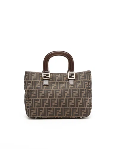 Fendi Zucca Handbag In Brown