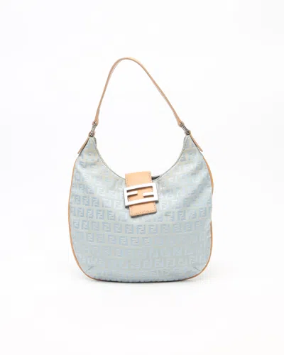 Fendi Zucca Hobo Bag In Blue
