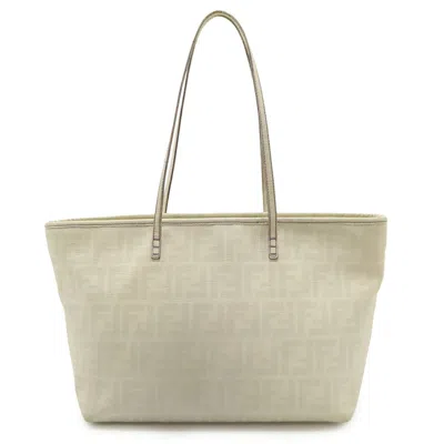 Pre-owned Fendi Zucca Ivory Purple Pvc Leather Shoulder Bag Tote Bag ()