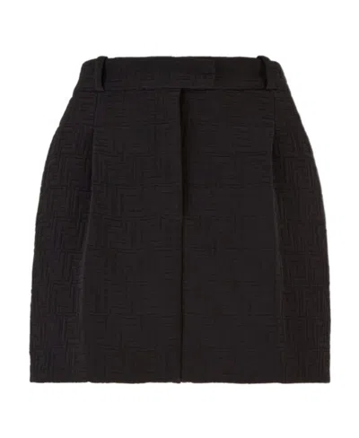 Fendi Zucca-jacquard Miniskirt In Black
